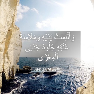 Picture 05 - اَلتَّكْوِينُ 27:16 AVD - وَأَلْبَسَتْ يَدَيْهِ - Bible Verse Picture