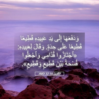 Picture 05 - اَلتَّكْوِينُ 32:16 AVD - وَدَفَعَهَا إِلَى يَدِ - Bible Verse Picture