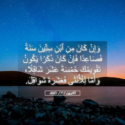 Picture 05 - اَللَّاوِيِّينَ 27:7 AVD - وَإِنْ كَانَ مِنِ ٱبْنِ - Bible Verse Picture
