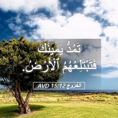 Picture 05 - اَلْخُرُوجُ 15:12 AVD - تَمُدُّ يَمِينَكَ - Bible Verse Picture