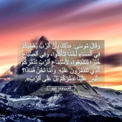 Picture 05 - اَلْخُرُوجُ 16:8 AVD - وَقَالَ مُوسَى: «ذَلِكَ - Bible Verse Picture