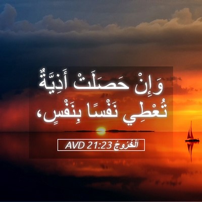 Picture 05 - اَلْخُرُوجُ 21:23 AVD - وَإِنْ حَصَلَتْ أَذِيَّةٌ - Bible Verse Picture