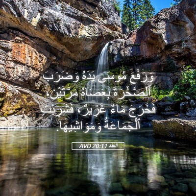 Picture 05 - اَلْعَدَد 20:11 AVD - وَرَفَعَ مُوسَى يَدَهُ - Bible Verse Picture