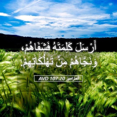 Picture 05 - اَلْمَزَامِيرُ 107:20 AVD - أَرْسَلَ كَلِمَتَهُ - Bible Verse Picture