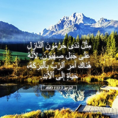 Picture 05 - اَلْمَزَامِيرُ 133:3 AVD - مِثْلُ نَدَى حَرْمُونَ - Bible Verse Picture