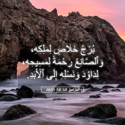 Picture 05 - اَلْمَزَامِيرُ 18:50 AVD - بُرْجُ خَلَاصٍ - Bible Verse Picture