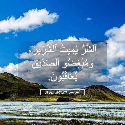 Picture 05 - اَلْمَزَامِيرُ 34:21 AVD - ٱلشَّرُّ يُمِيتُ - Bible Verse Picture