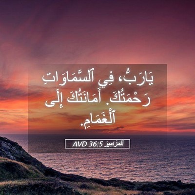 Picture 05 - اَلْمَزَامِيرُ 36:5 AVD - يَارَبُّ، فِي - Bible Verse Picture