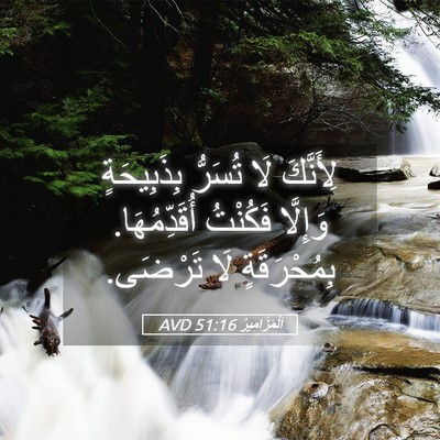 Picture 05 - اَلْمَزَامِيرُ 51:16 AVD - لِأَنَّكَ لَا تُسَرُّ - Bible Verse Picture