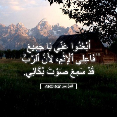 Picture 05 - اَلْمَزَامِيرُ 6:8 AVD - اُبْعُدُوا عَنِّي يَا - Bible Verse Picture