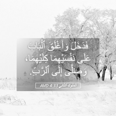 Picture 05 - اَلْمُلُوكِ ٱلثَّانِي 4:33 AVD - فَدَخَلَ وَأَغْلَقَ - Bible Verse Picture