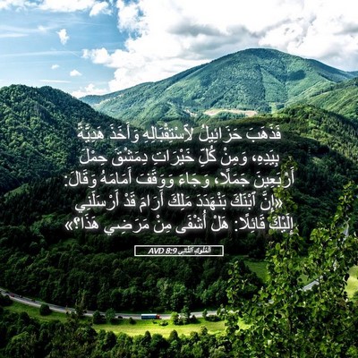 Picture 05 - اَلْمُلُوكِ ٱلثَّانِي 8:9 AVD - فَذَهَبَ حَزَائِيلُ - Bible Verse Picture