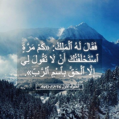 Picture 05 - اَلْمُلُوكِ ٱلْأَوَّلُ 22:16 AVD - فَقَالَ لَهُ ٱلْمَلِكُ: - Bible Verse Picture