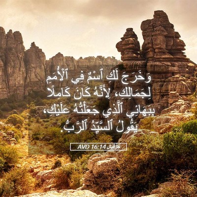 Picture 05 - حِزْقِيَال 16:14 AVD - وَخَرَجَ لَكِ ٱسْمٌ فِي - Bible Verse Picture