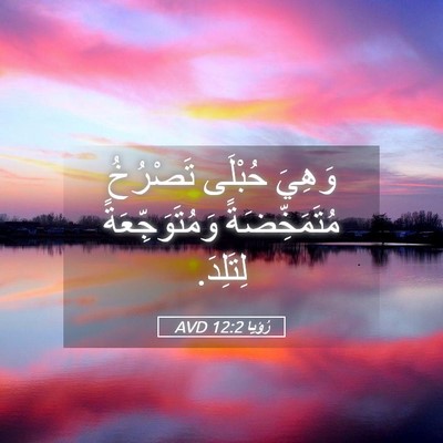 Picture 05 - رُؤيا 12:2 AVD - وَهِيَ حُبْلَى تَصْرُخُ - Bible Verse Picture