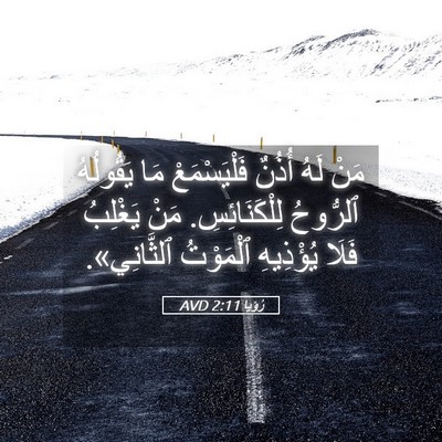 Picture 05 - رُؤيا 2:11 AVD - مَنْ لَهُ أُذُنٌ - Bible Verse Picture