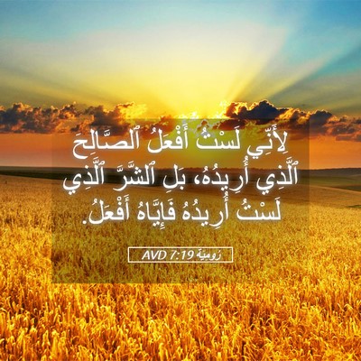 Picture 05 - رُومِيَةَ 7:19 AVD - لِأَنِّي لَسْتُ أَفْعَلُ - Bible Verse Picture