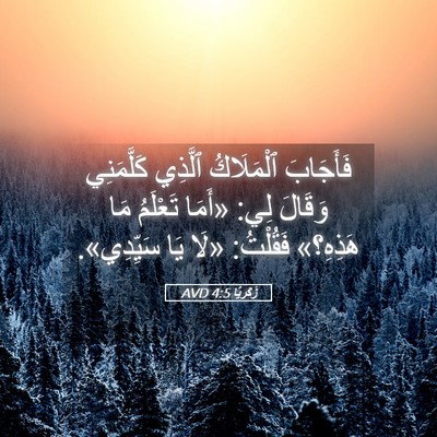 Picture 05 - زَكَريَّا 4:5 AVD - فَأَجَابَ ٱلْمَلَاكُ - Bible Verse Picture
