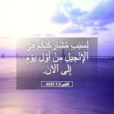 Picture 05 - فِيلِبِّي 1:5 AVD - لِسَبَبِ مُشَارَكَتِكُمْ - Bible Verse Picture