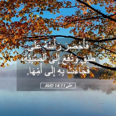 Picture 05 - مَتَّى 14:11 AVD - فَأُحْضِرَ رَأْسُهُ عَلَى - Bible Verse Picture