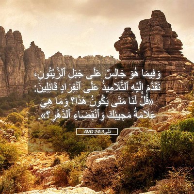 Picture 05 - مَتَّى 24:3 AVD - وَفِيمَا هُوَ جَالِسٌ - Bible Verse Picture