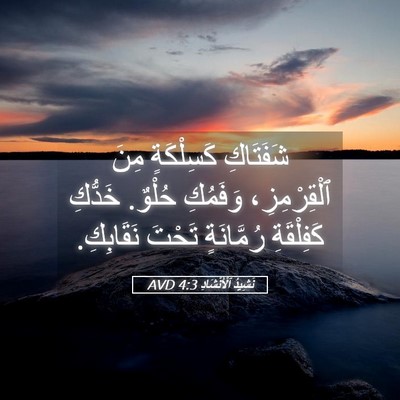 Picture 05 - نَشِيدُ ٱلْأَنْشَادِ 4:3 AVD - شَفَتَاكِ كَسِلْكَةٍ مِنَ - Bible Verse Picture