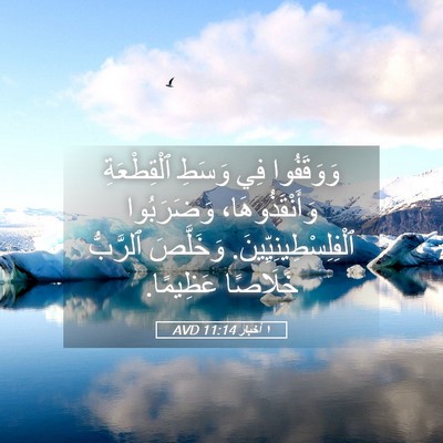 Picture 05 - ١ أخبار 11:14 AVD - وَوَقَفُوا فِي وَسَطِ - Bible Verse Picture