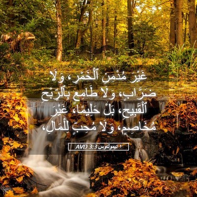 Picture 05 - ١ تيموثاوس 3:3 AVD - غَيْرَ مُدْمِنِ - Bible Verse Picture