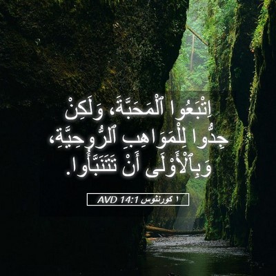 Picture 05 - ١ كورنثوس 14:1 AVD - اِتْبَعُوا ٱلْمَحَبَّةَ، - Bible Verse Picture