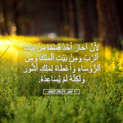 Picture 05 - ٢ أخبار 28:21 AVD - لِأَنَّ آحَازَ أَخَذَ - Bible Verse Picture