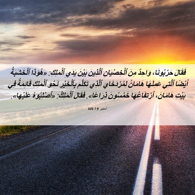 Picture 06 - أَسْتِير 7:9 AVD - فَقَالَ حَرْبُونَا، - Bible Verse Picture
