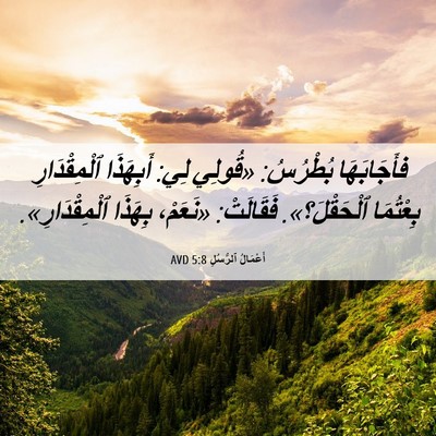 Picture 06 - أَعْمَالُ ٱلرُّسُلِ 5:8 AVD - فأَجَابَهَا بُطْرُسُ: - Bible Verse Picture