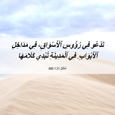 Picture 06 - أَمْثَالٌ 1:21 AVD - تَدْعُو فِي رُؤُوسِ - Bible Verse Picture