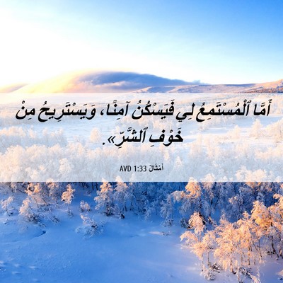 Picture 06 - أَمْثَالٌ 1:33 AVD - أَمَّا ٱلْمُسْتَمِعُ لِي - Bible Verse Picture
