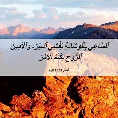 Picture 06 - أَمْثَالٌ 11:13 AVD - ٱلسَّاعِي بِٱلْوِشَايَةِ - Bible Verse Picture