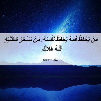 Picture 06 - أَمْثَالٌ 13:3 AVD - مَنْ يَحْفَظُ فَمَهُ - Bible Verse Picture