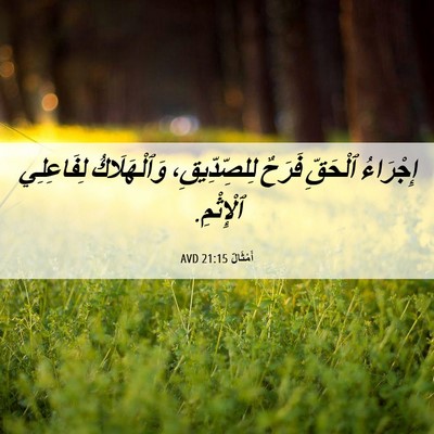 Picture 06 - أَمْثَالٌ 21:15 AVD - إِجْرَاءُ ٱلْحَقِّ فَرَحٌ - Bible Verse Picture