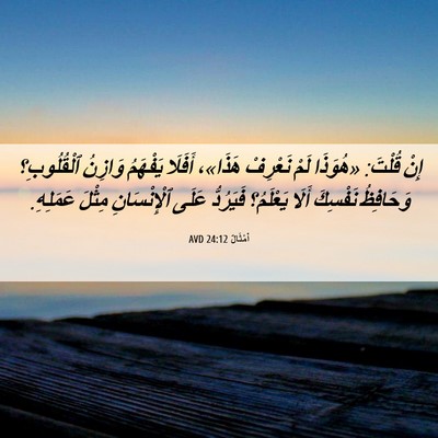 Picture 06 - أَمْثَالٌ 24:12 AVD - إِنْ قُلْتَ: «هُوَذَا لَمْ - Bible Verse Picture