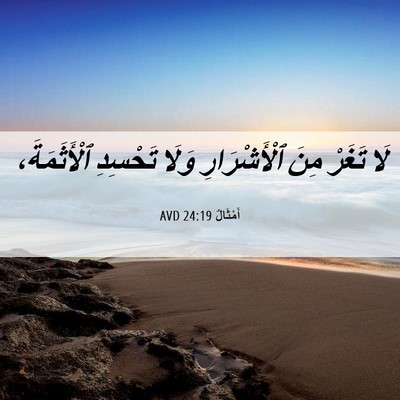 Picture 06 - أَمْثَالٌ 24:19 AVD - لَا تَغَرْ مِنَ - Bible Verse Picture