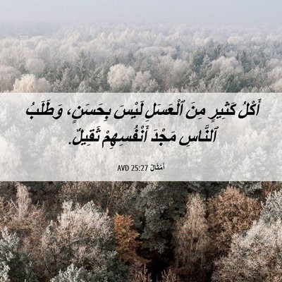 Picture 06 - أَمْثَالٌ 25:27 AVD - أَكْلُ كَثِيرٍ مِنَ - Bible Verse Picture