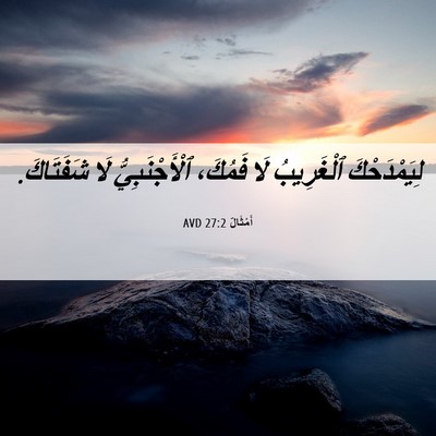 Picture 06 - أَمْثَالٌ 27:2 AVD - لِيَمْدَحْكَ ٱلْغَرِيبُ - Bible Verse Picture
