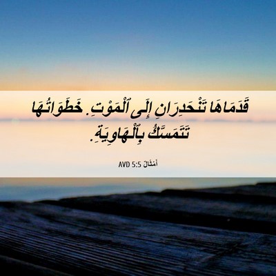 Picture 06 - أَمْثَالٌ 5:5 AVD - قَدَمَاهَا تَنْحَدِرَانِ - Bible Verse Picture