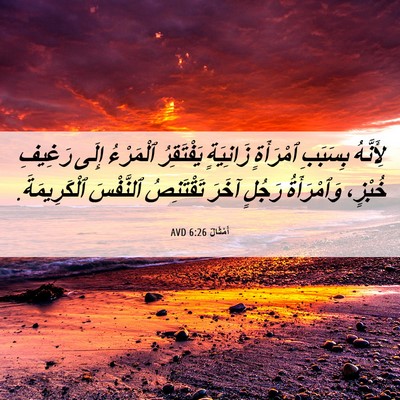 Picture 06 - أَمْثَالٌ 6:26 AVD - لِأَنَّهُ بِسَبَبِ - Bible Verse Picture