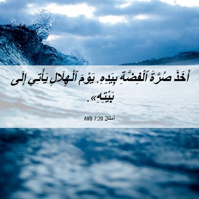 Picture 06 - أَمْثَالٌ 7:20 AVD - أَخَذَ صُرَّةَ ٱلْفِضَّةِ - Bible Verse Picture
