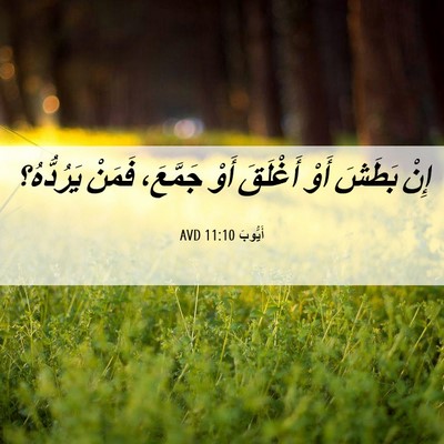 Picture 06 - أَيُّوبَ 11:10 AVD - إِنْ بَطَشَ أَوْ أَغْلَقَ - Bible Verse Picture