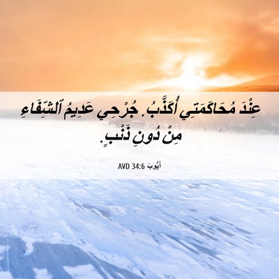 Picture 06 - أَيُّوبَ 34:6 AVD - عِنْدَ مُحَاكَمَتِي - Bible Verse Picture