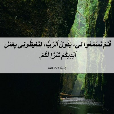 Picture 06 - إِرْمِيَا 25:7 AVD - فَلَمْ تَسْمَعُوا لِي، - Bible Verse Picture