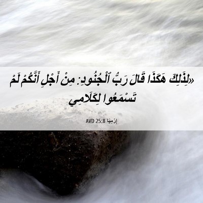 Picture 06 - إِرْمِيَا 25:8 AVD - «لِذَلِكَ هَكَذَا قَالَ - Bible Verse Picture
