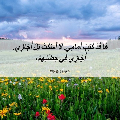 Picture 06 - إِشَعْيَاءَ 65:6 AVD - هَا قَدْ كُتِبَ أَمَامِي. - Bible Verse Picture
