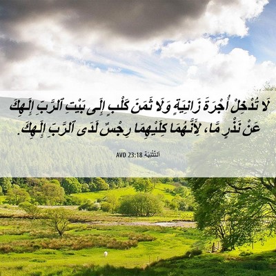 Picture 06 - اَلتَّثْنِيَة 23:18 AVD - لَا تُدْخِلْ أُجْرَةَ - Bible Verse Picture